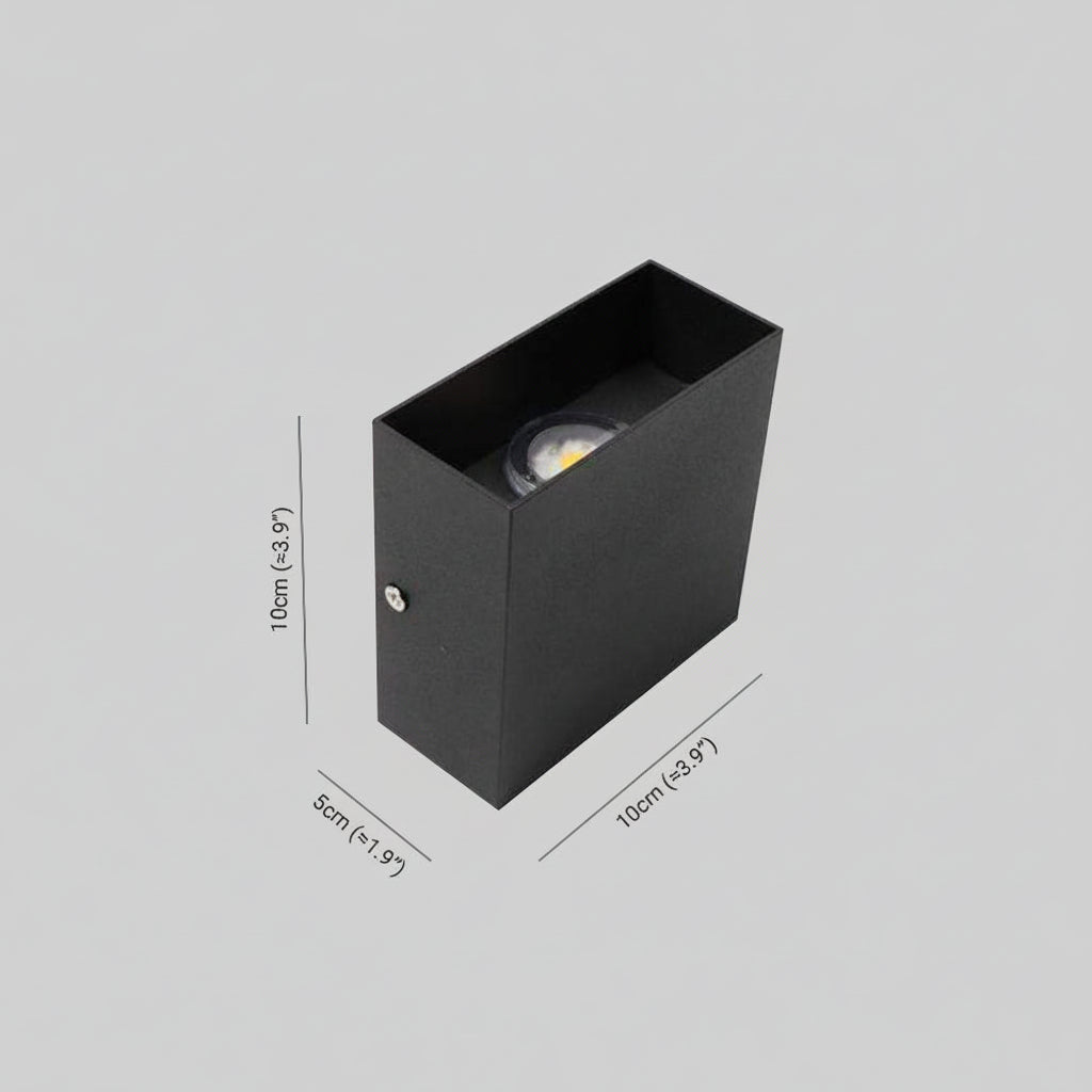 Outdoor wall light with slim vertical housing