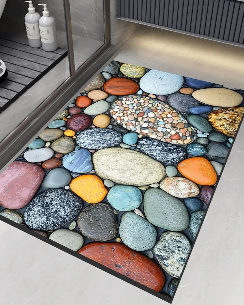 Bathroom Rug | Stone Design Bath Mat-Bath Mat-Lightsnest