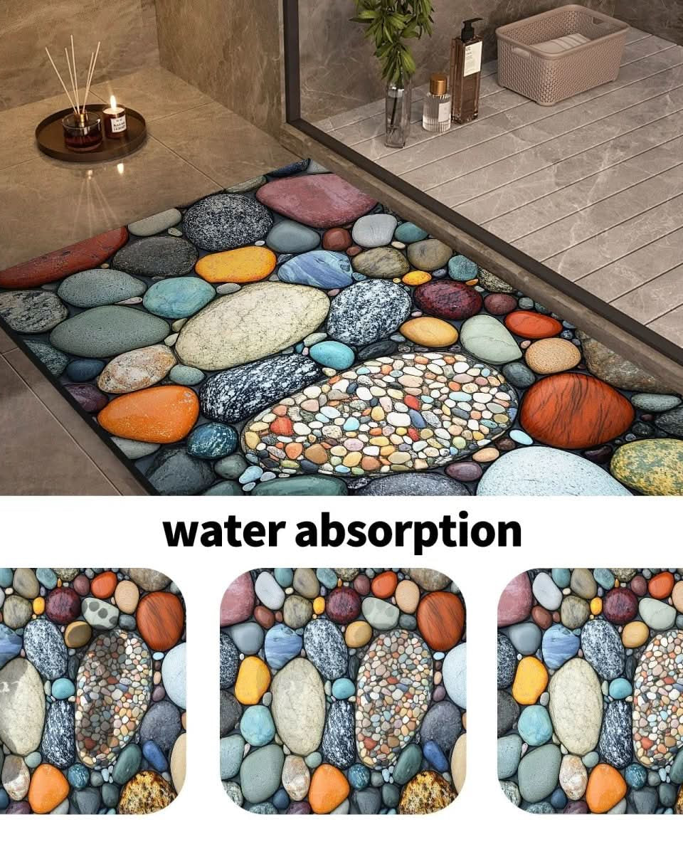 Bathroom Rug | Stone Design Bath Mat-Bath Mat-Lightsnest