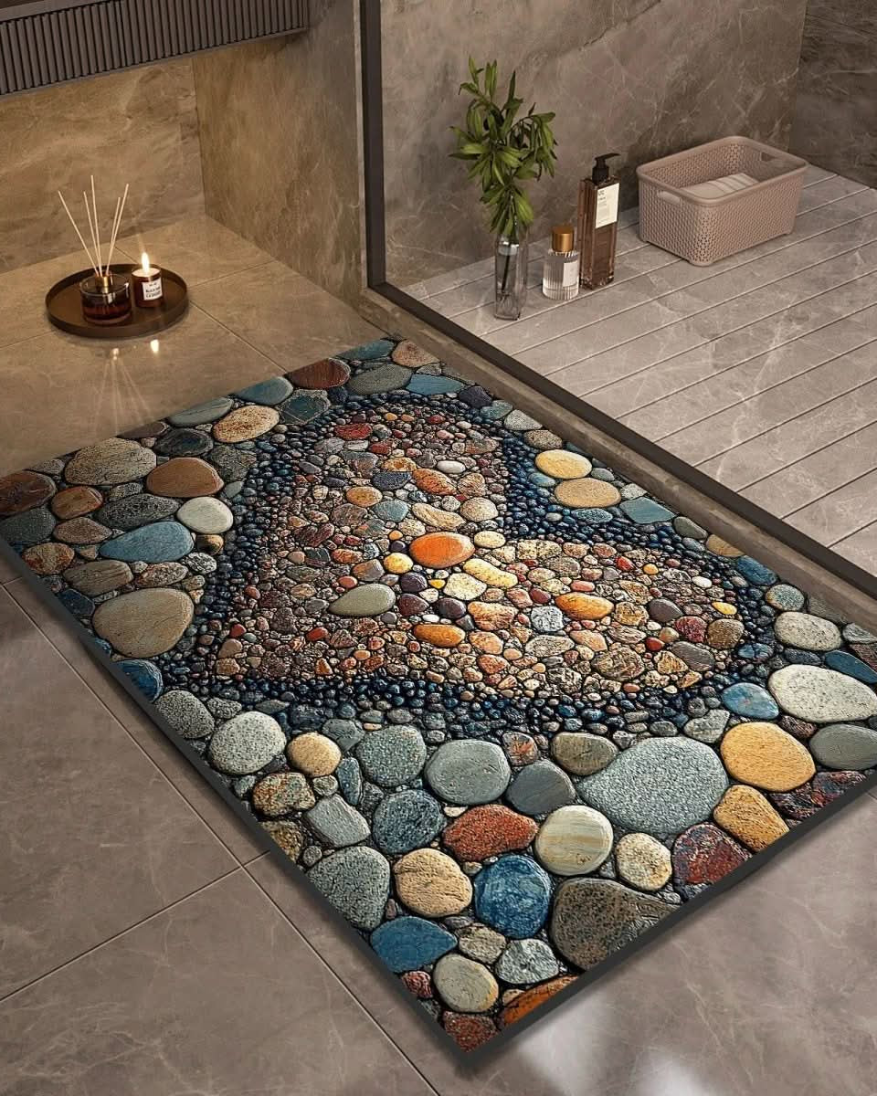 Bathroom Rug | Stone Design Bath Mat-Bath Mat-Lightsnest