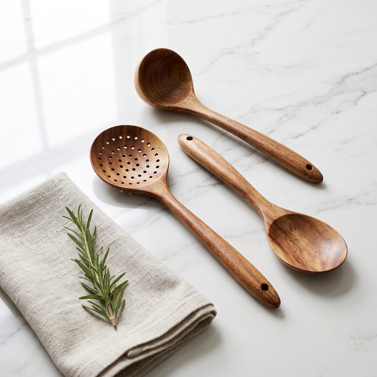 Wooden Kitchen Utensil Set with Holder