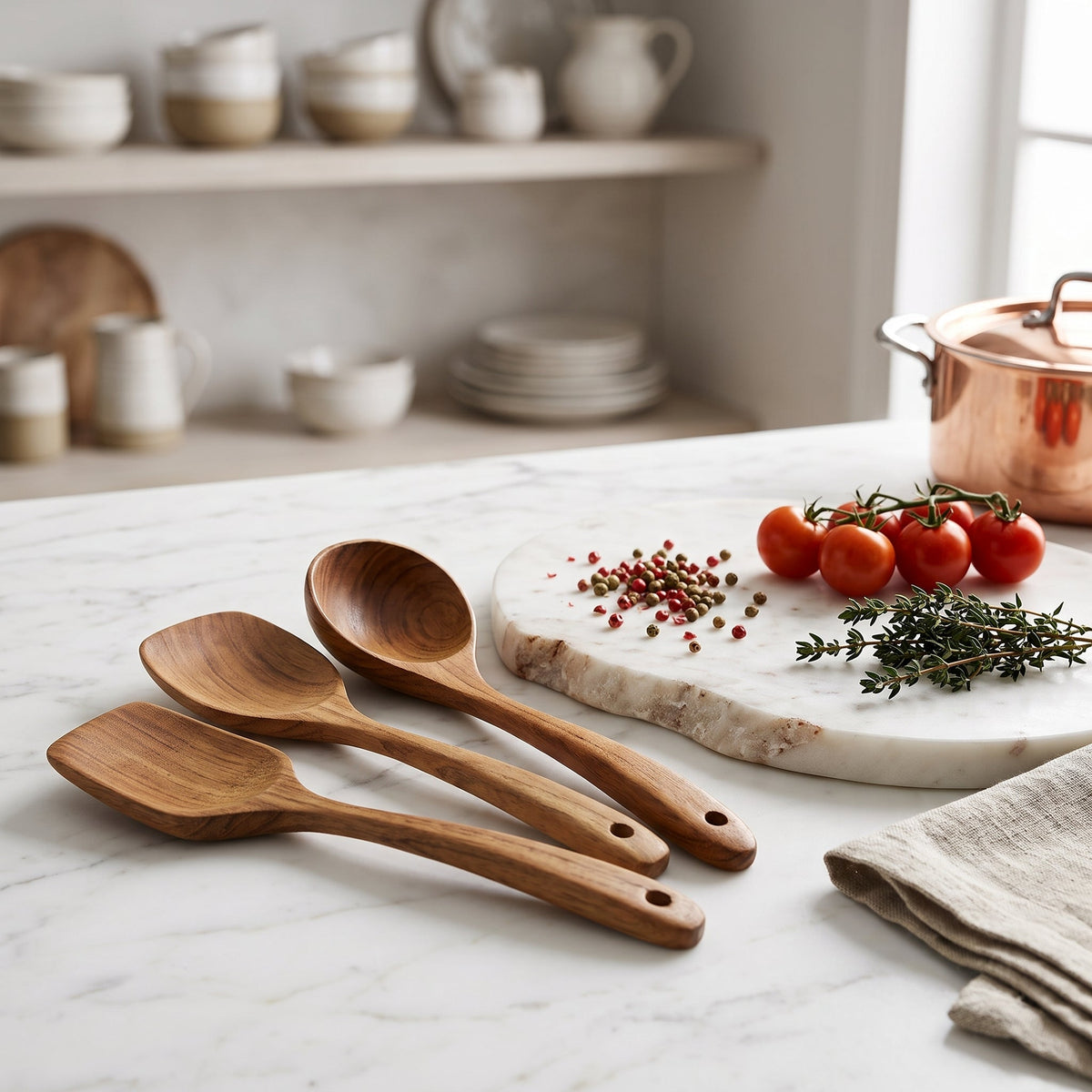 Wooden Kitchen Utensil Set with Holder