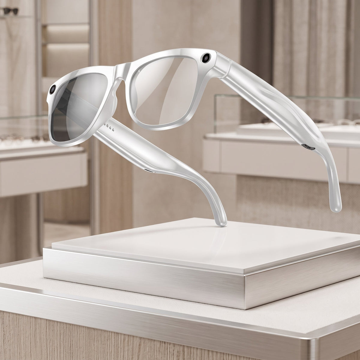 Smart Glasses with Bluetooth for Music and Calls - white