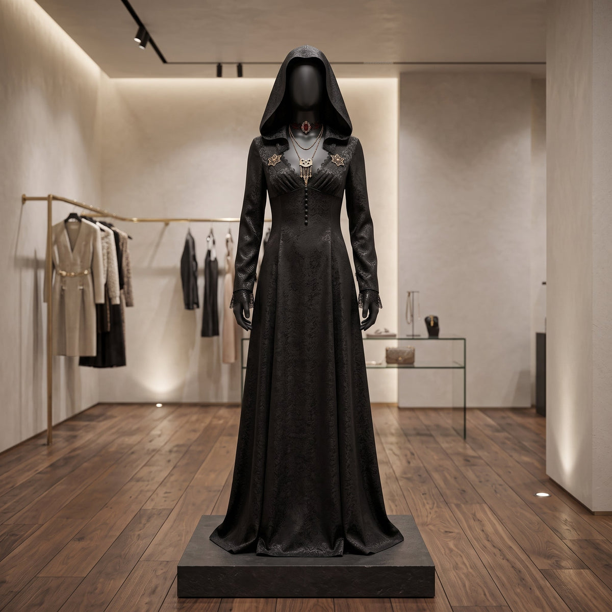 Cosplay Costume Vampire Lady Long Dress Hooded Cape