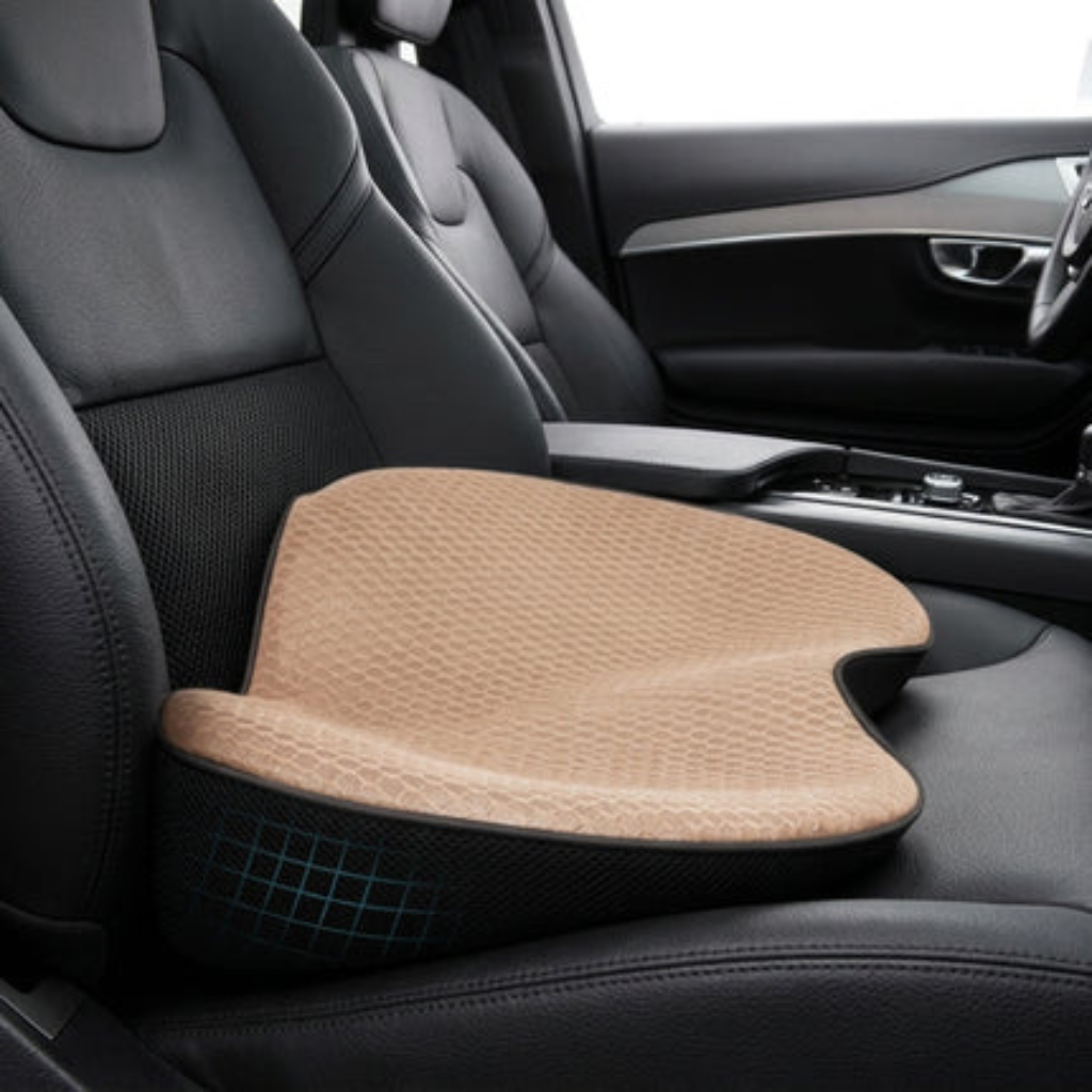 Car Seat Cushion with Height Boosting Memory Foam Padding - beige