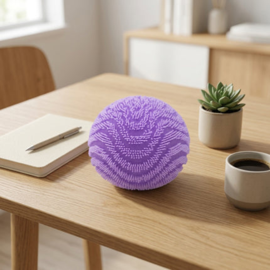 Fidget Stress Toy Fuzz Ball Desktop Ornament with Squishy Texture - lavender