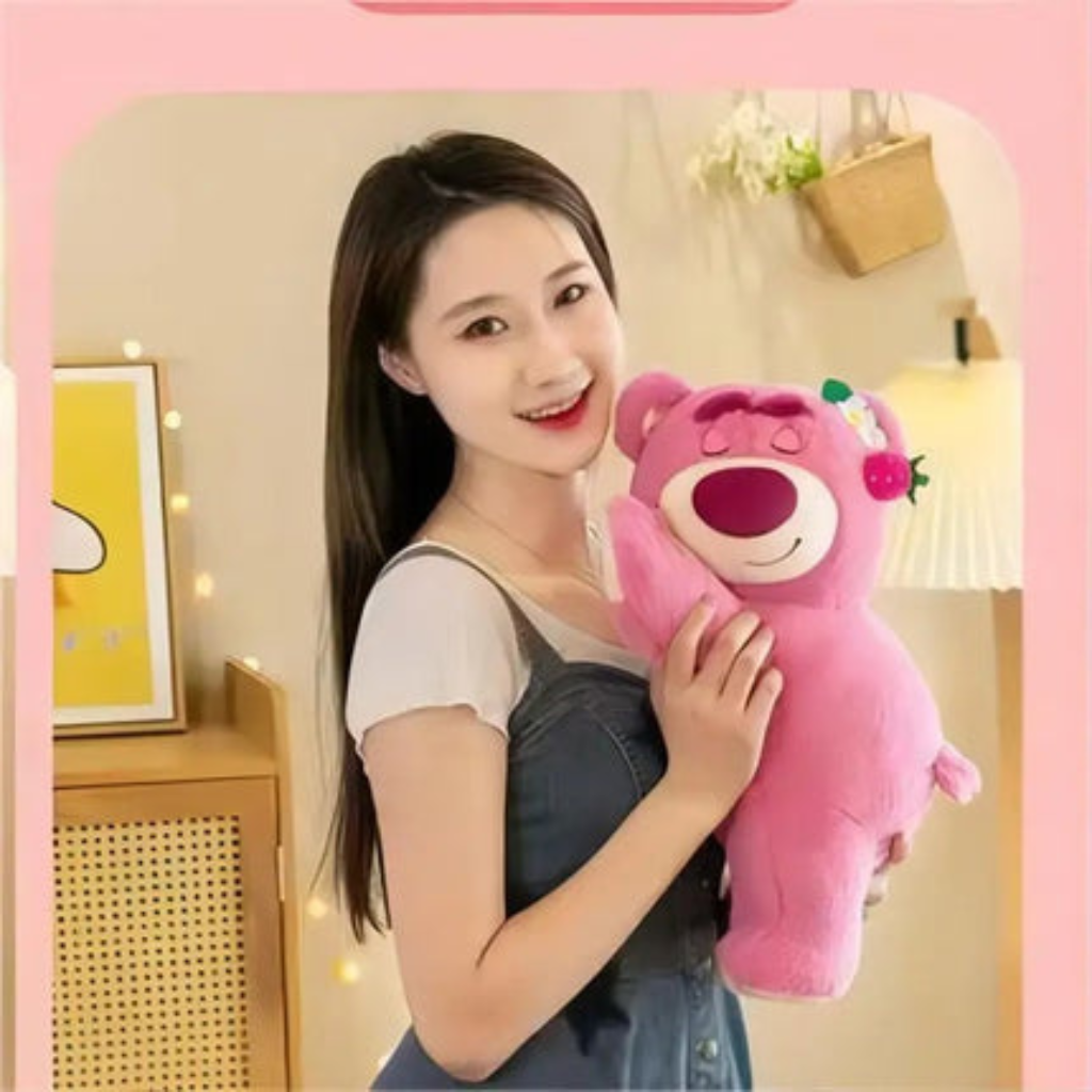 Plush Toy Bear with Strawberry Design Stuffed Pillow