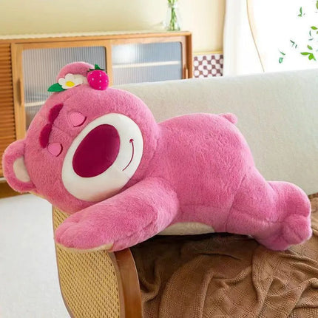 Plush Toy Bear with Strawberry Design Stuffed Pillow