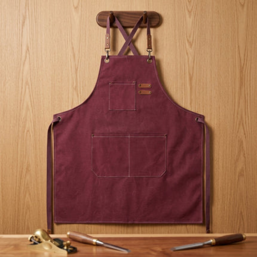 Work Apron Canvas Adjustable Straps Multiple Pockets - beige