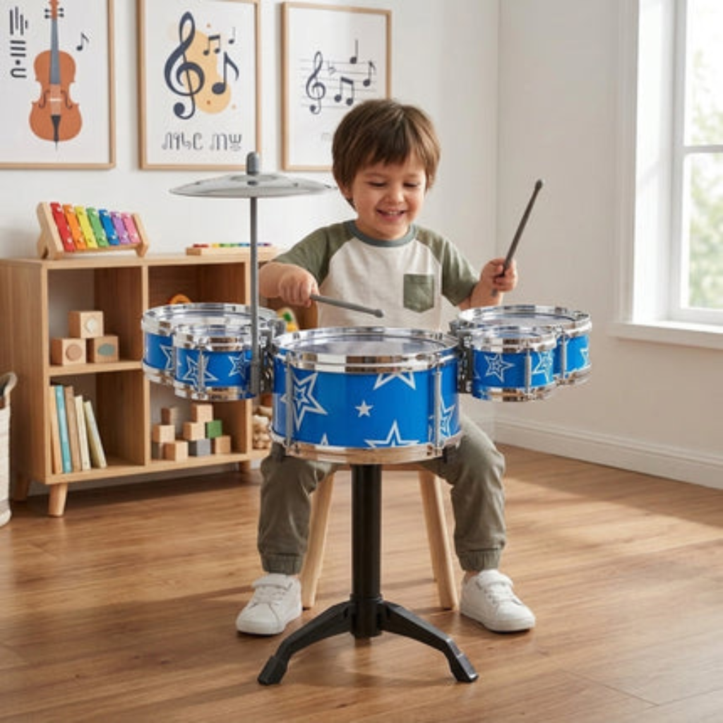 Kids Jazz Drum Set Five Drums Cymbal