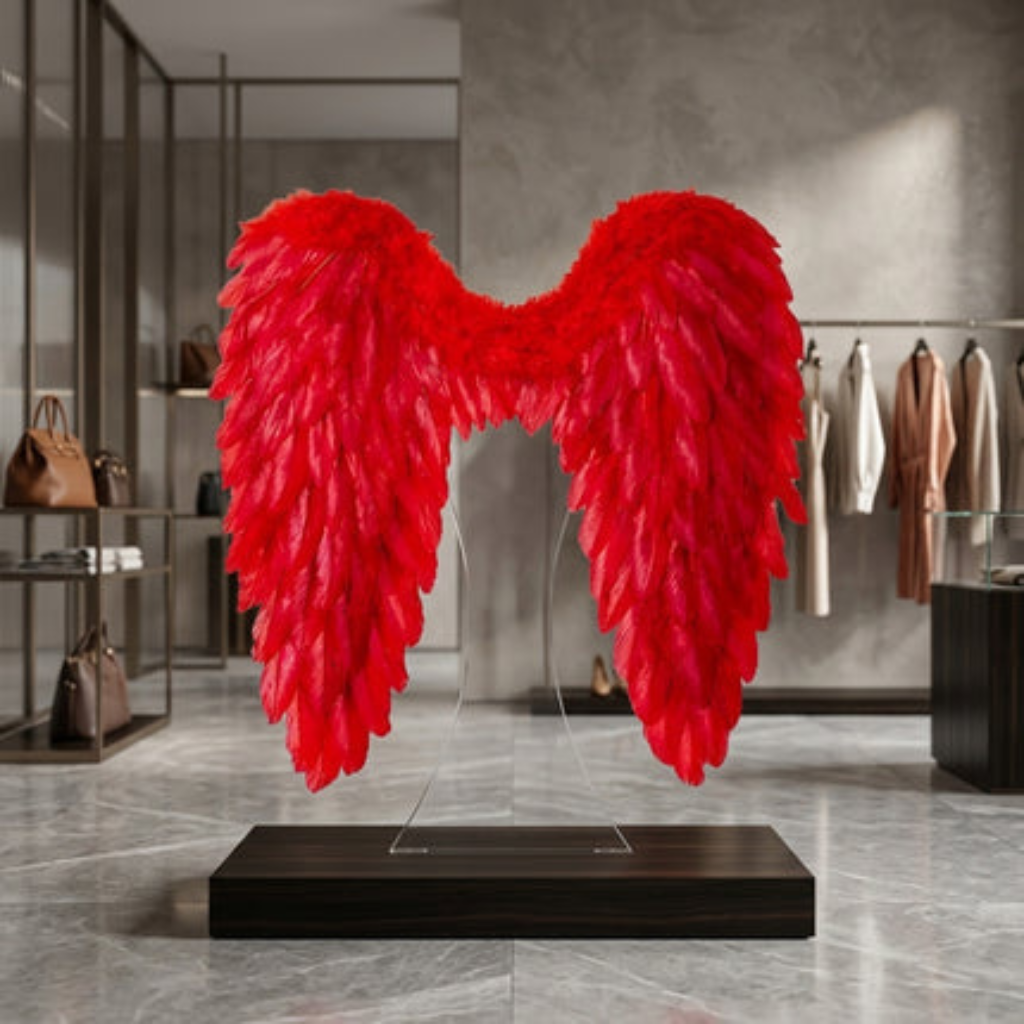 Costume Wings Feathered Angel Halloween Cosplay Accessory - red