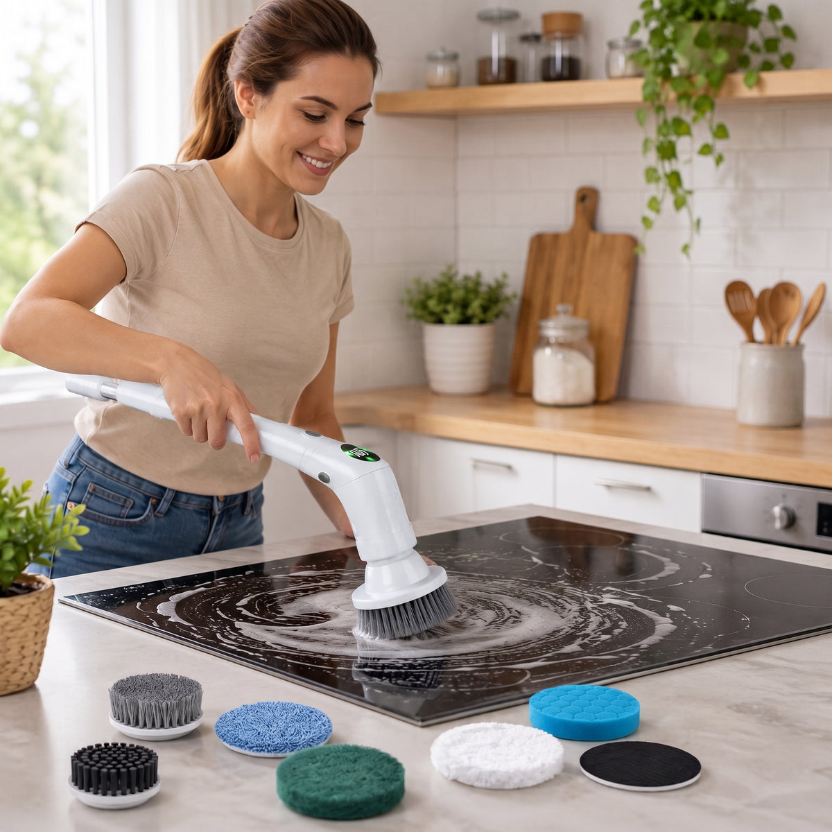Electric Cleaning Scrub Brush with Eight Functions