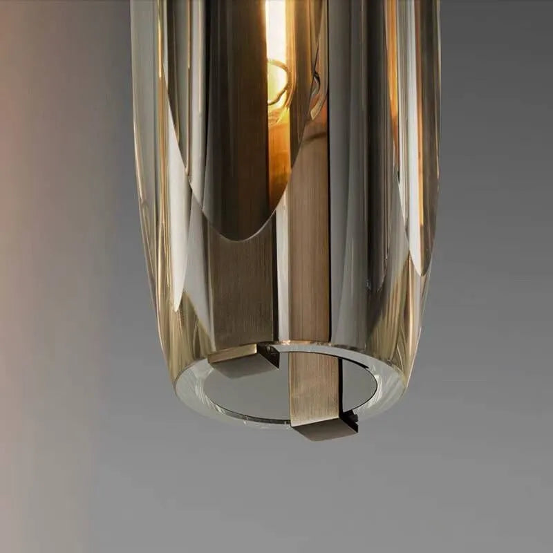 Mini pendant light with crystal glass and brass