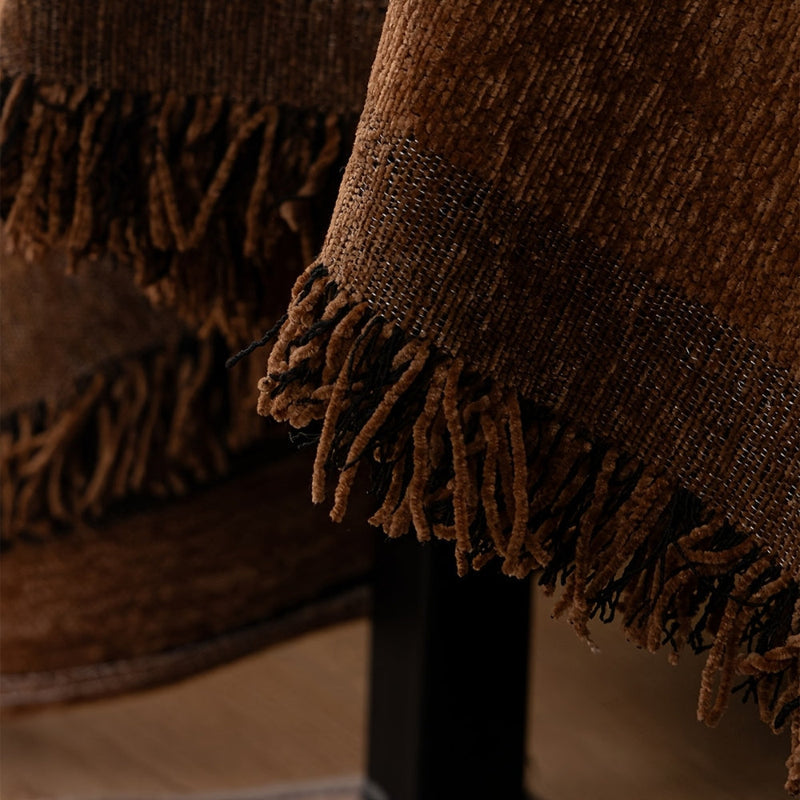Sofa Cover with Geometric Pattern and Fringed Edges