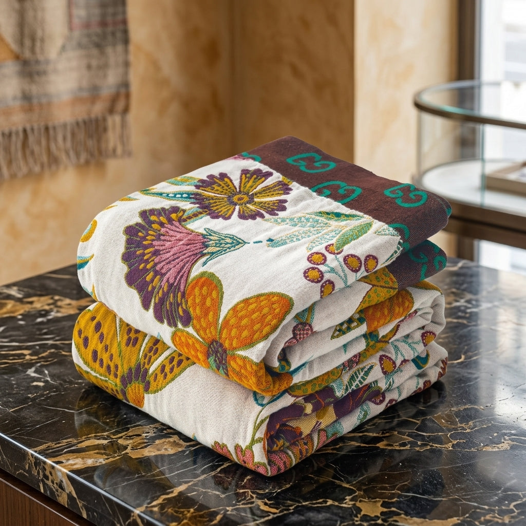 Boho cotton gauze decorative blanket for bed and sofa