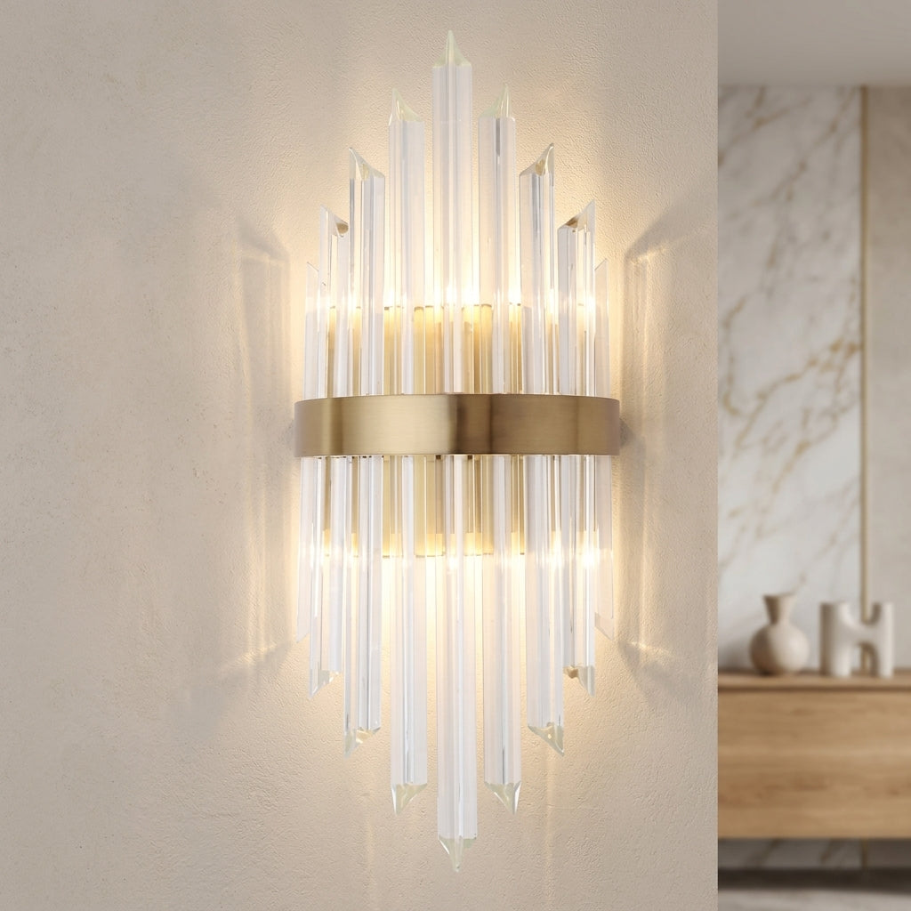 Up down LED wall light with crystal stainless steel - gold