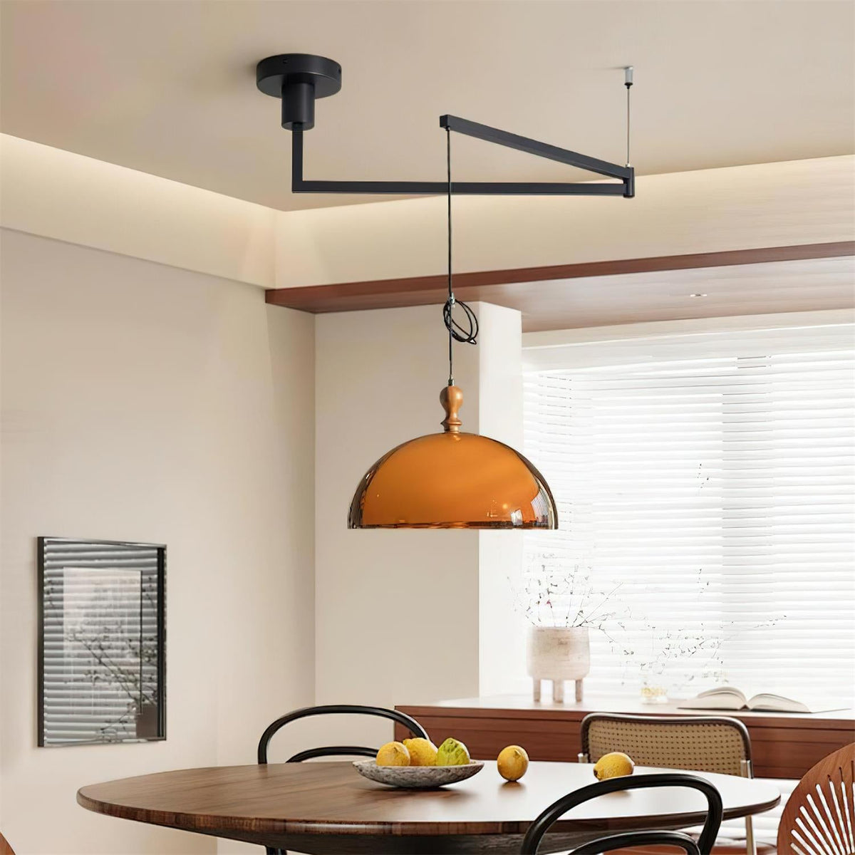 Pendant ceiling light with vintage swing arm