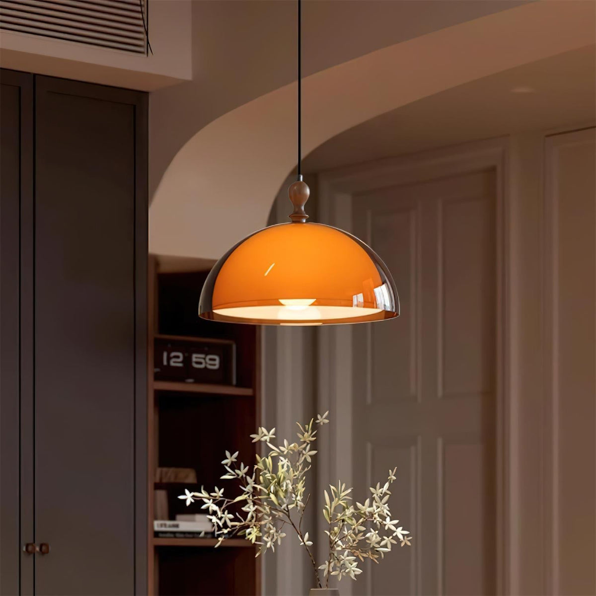 Pendant ceiling light with vintage swing arm