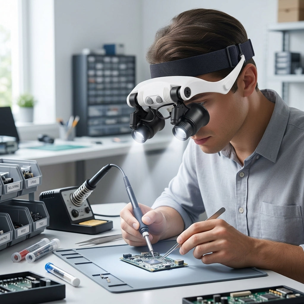 Magnifying Headset with LED Light and Interchangeable Lenses