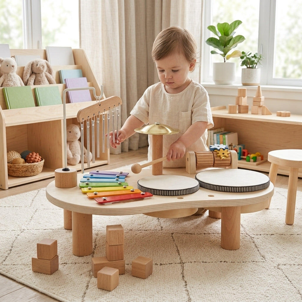 Musical xylophone table with bells for baby sensory play