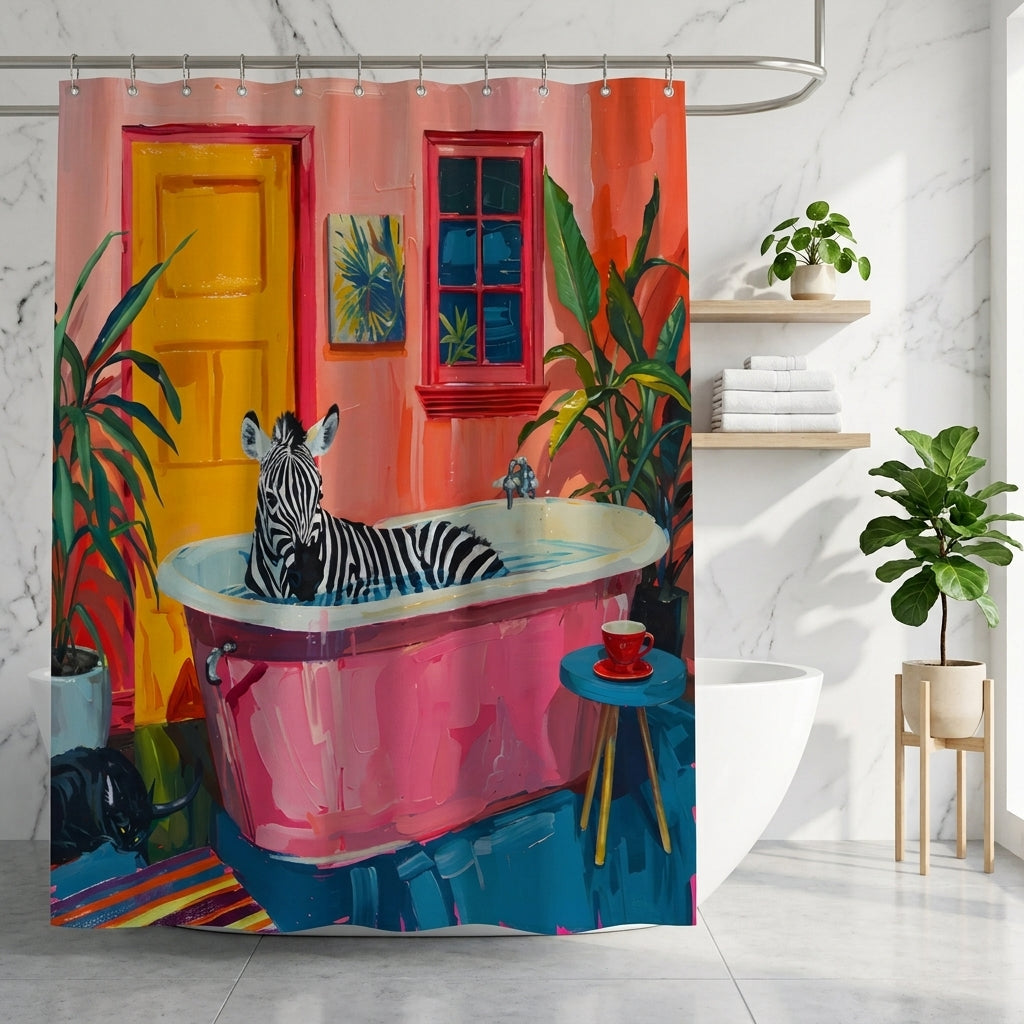 Shower Curtain Zebra Print Bathroom Decorative
