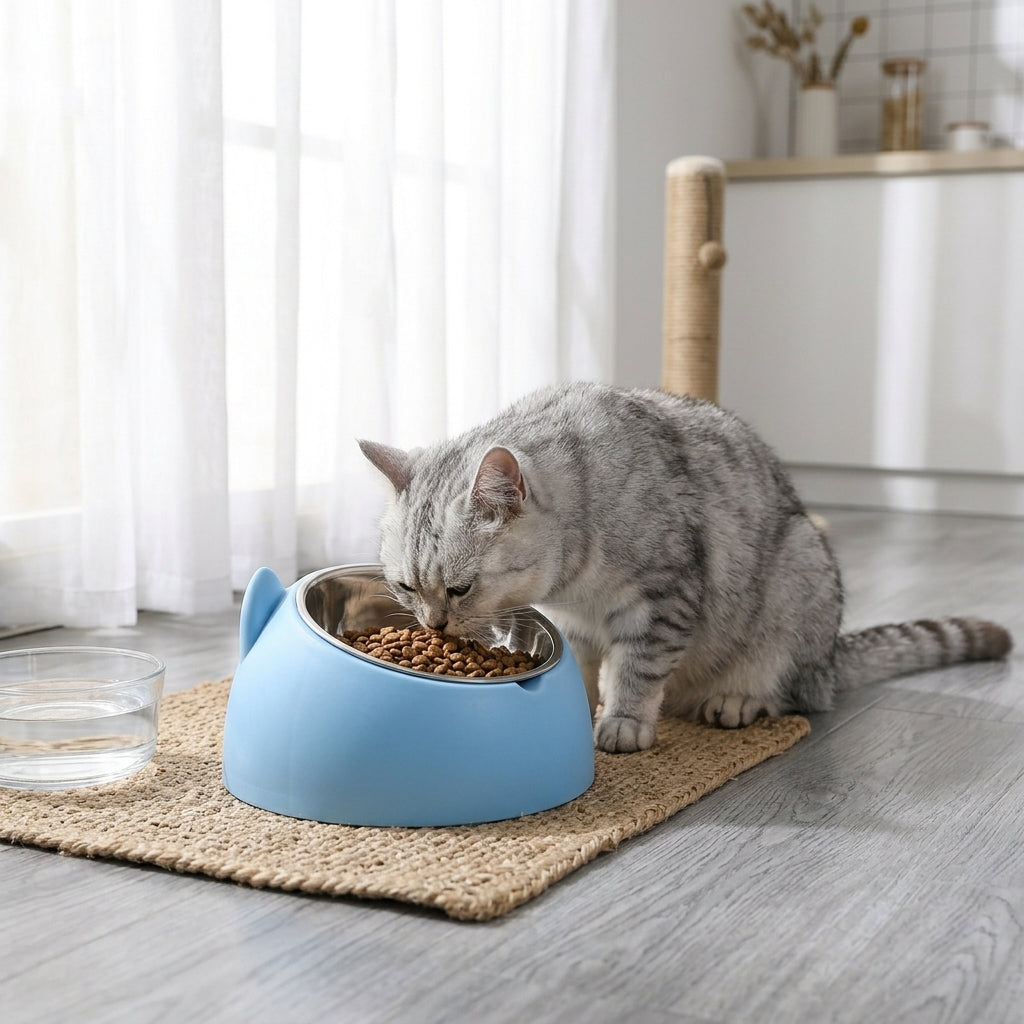 Pet Bowl Angled Non Slip Elevated Cat Feeding Station