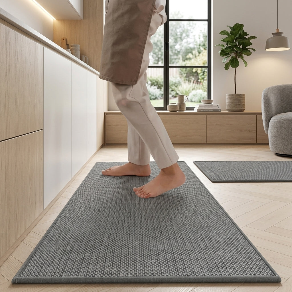 Kitchen Mats Non Slip Comfort Set of Two - dark gray