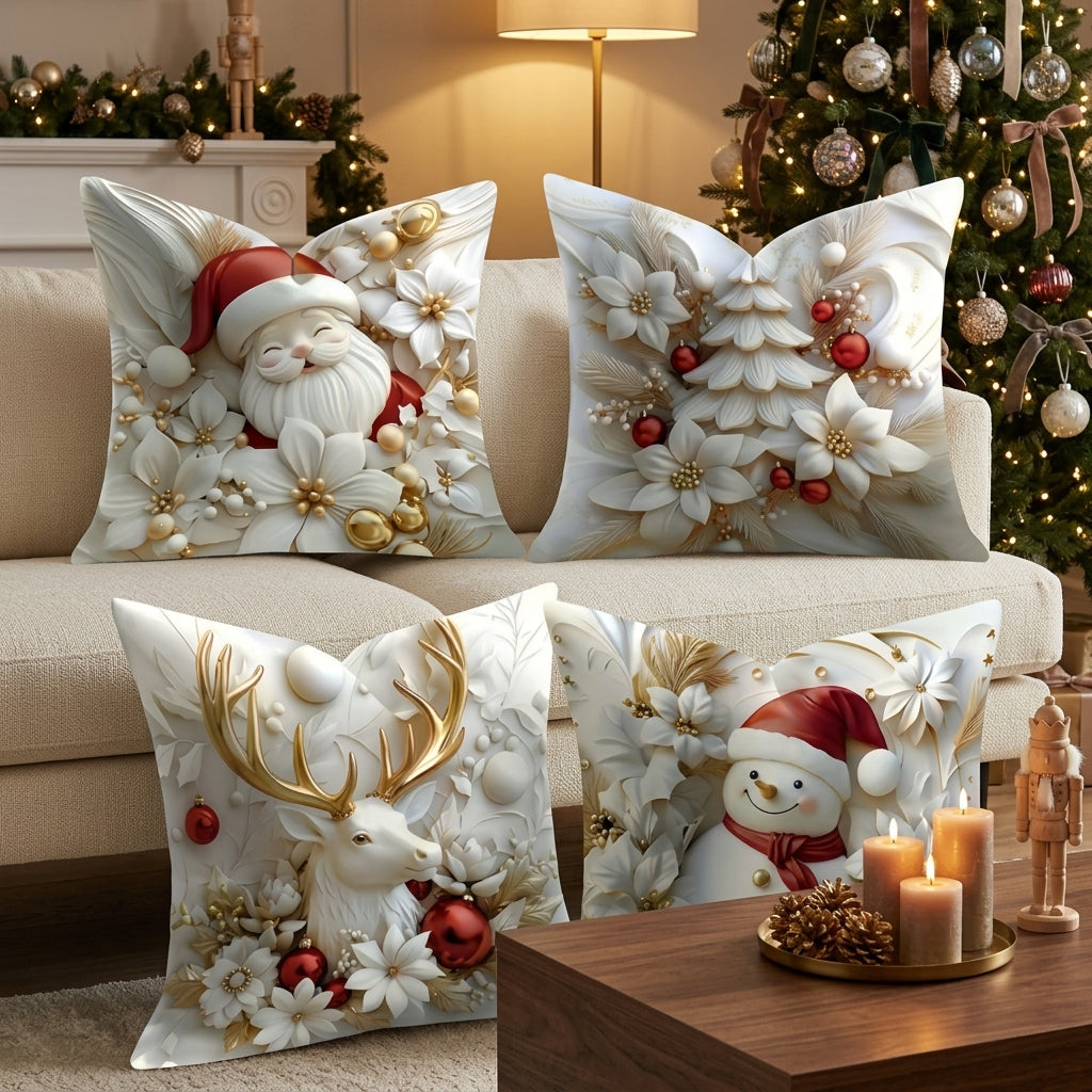 Pillow Covers Festive Christmas Decorative Set of Four