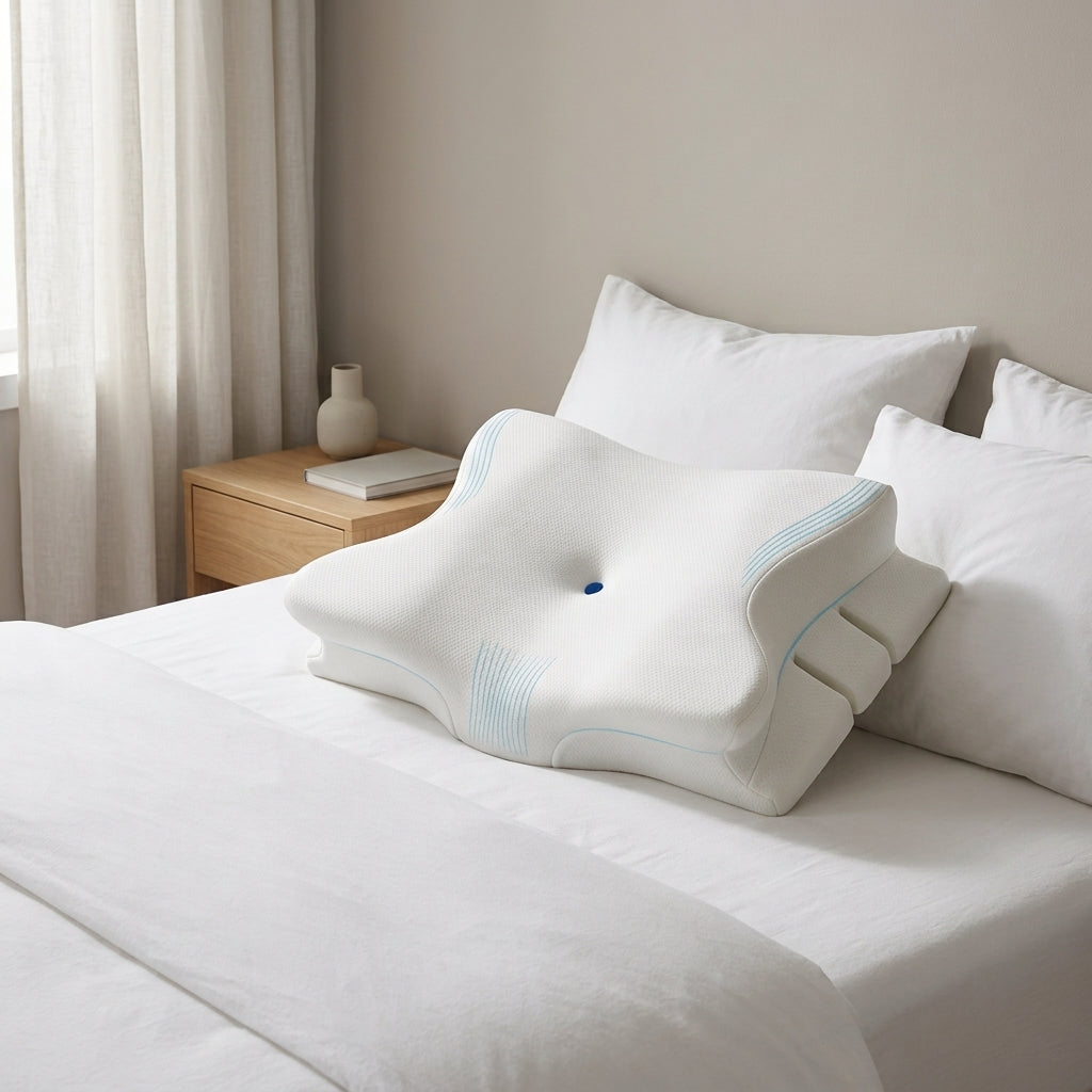 Ergonomic Pillow Memory Foam Neck Support Dual Height