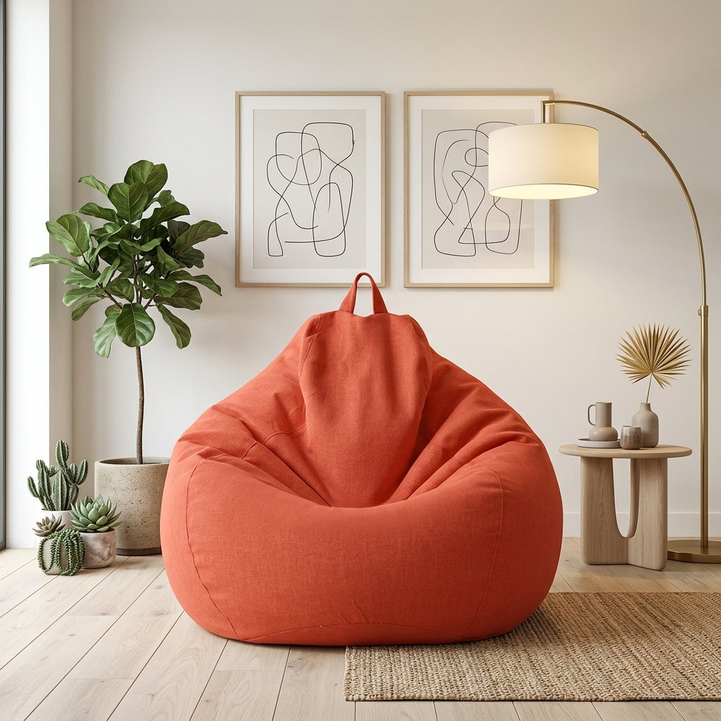 Bean Bag Cover Removable Washable Indoor Seating - red