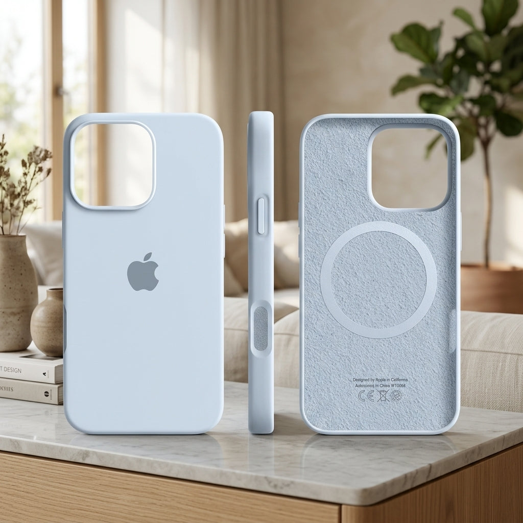 Phone Case Silicone Slim with Magnetic Compatibility and Microfiber Lining - light blue