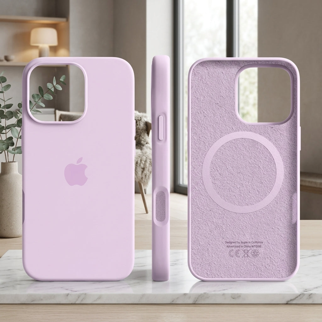 Phone Case Silicone Slim with Magnetic Compatibility and Microfiber Lining - purple