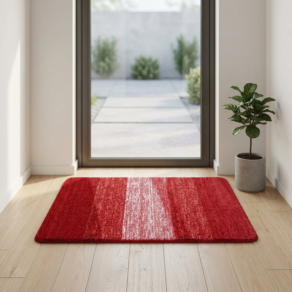 Washable Doormat with Non Slip Base for Entrances - red