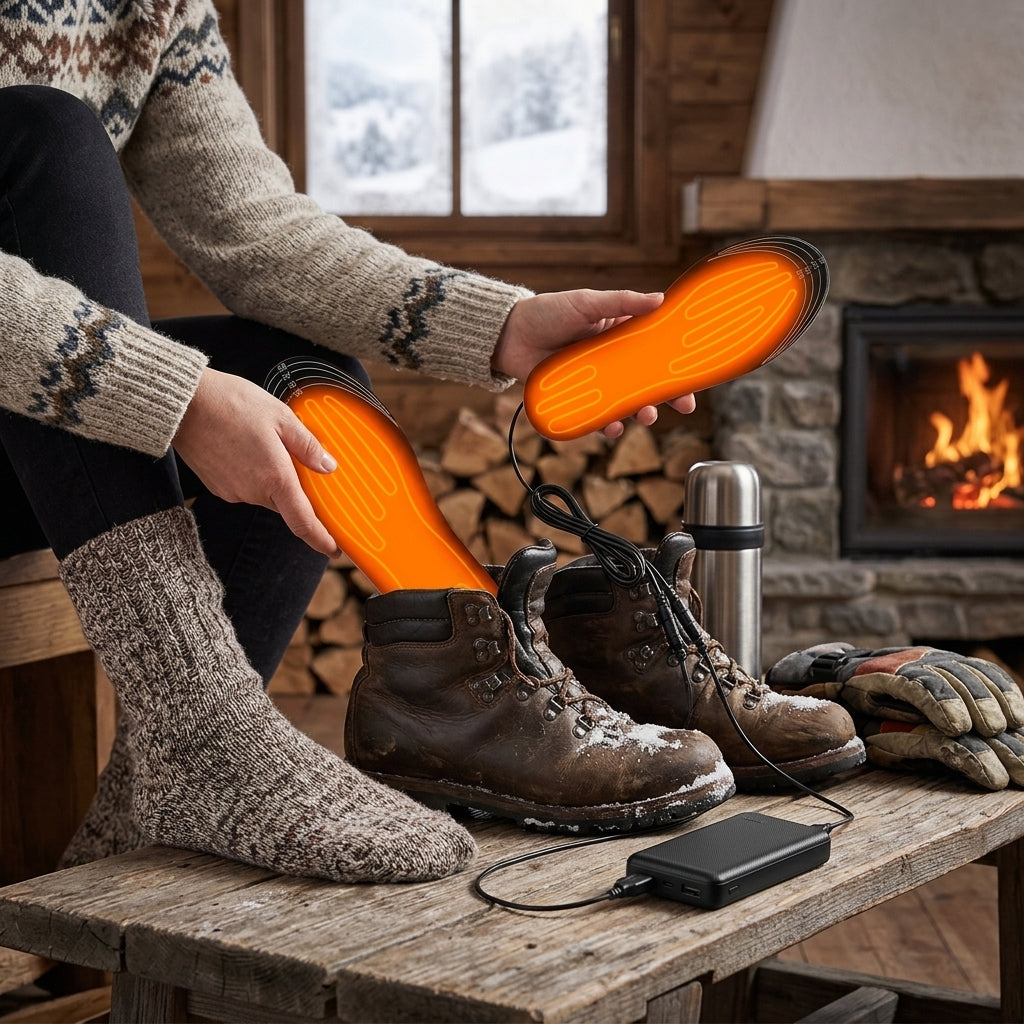 Heated insoles with USB charging and temperature control