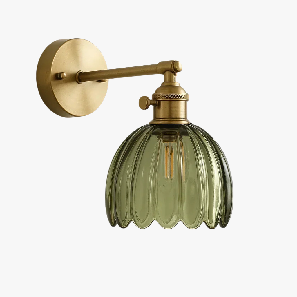 Wall Sconce with Tulip Shaped Glass Shade and Metal Mount