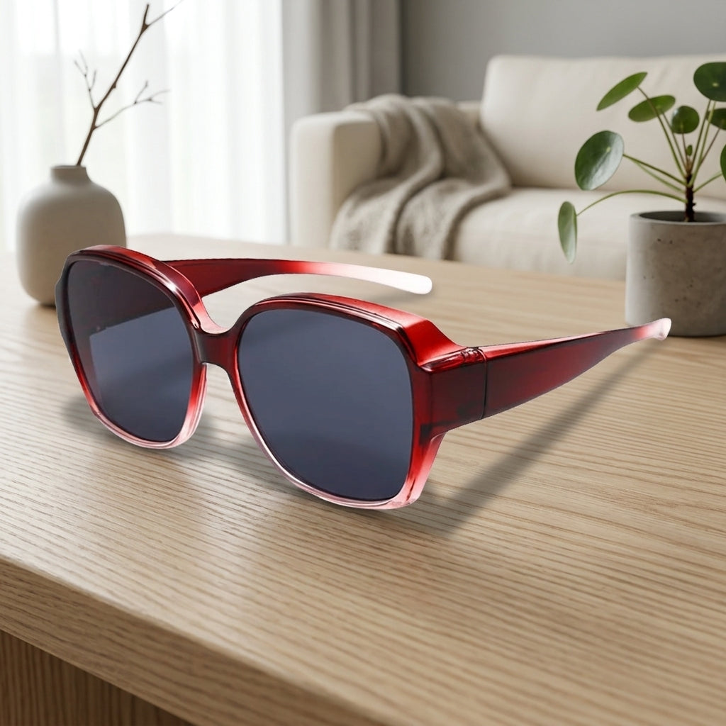 Clip On Sunglasses for Prescription Glasses with UV400 Lenses - red / pro