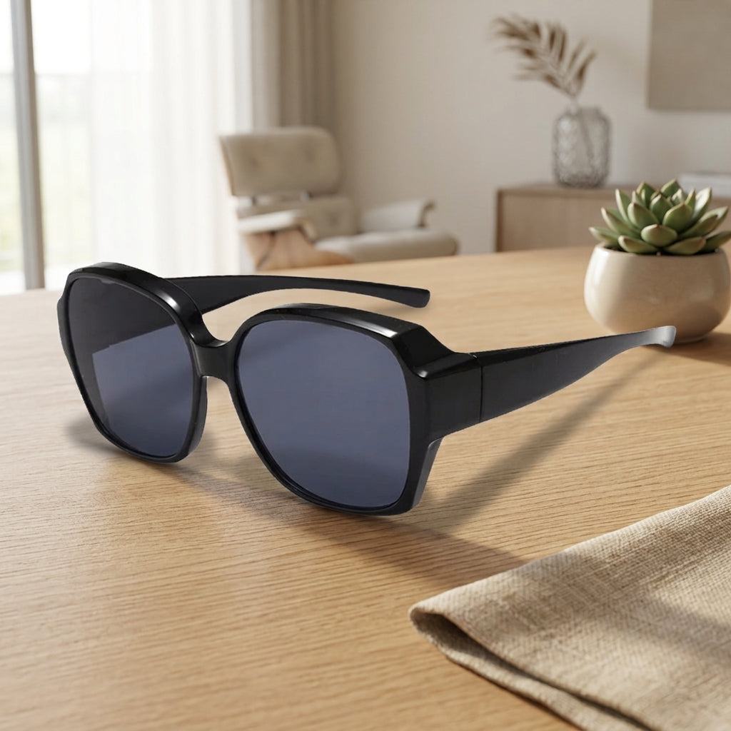 Clip On Sunglasses for Prescription Glasses with UV400 Lenses - black / pro