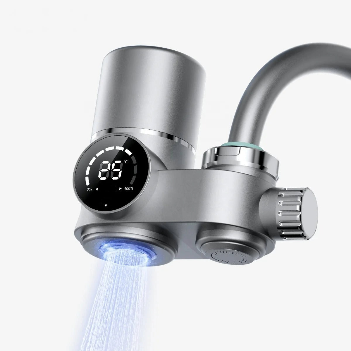 Faucet water filter with LED display and UV technology
