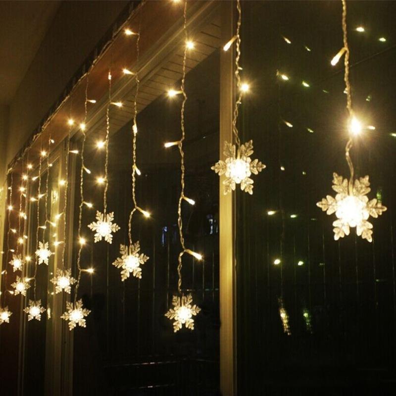 LED curtain lights with snowflake design for festive decor