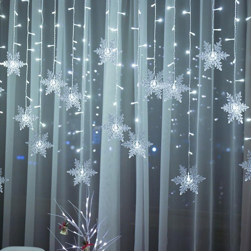LED curtain lights with snowflake design for festive decor