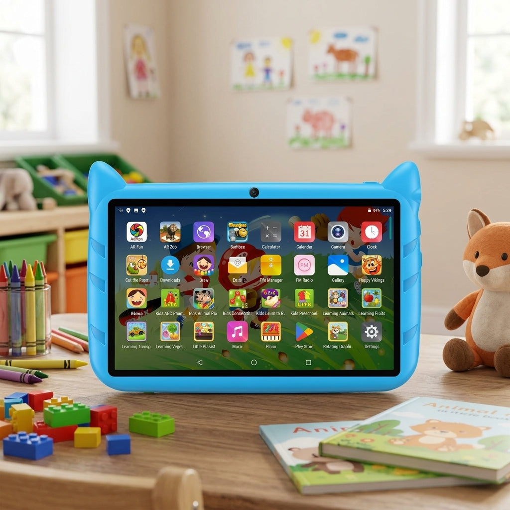 Kids tablet with 7 inch HD display and 5G WiFi - blue