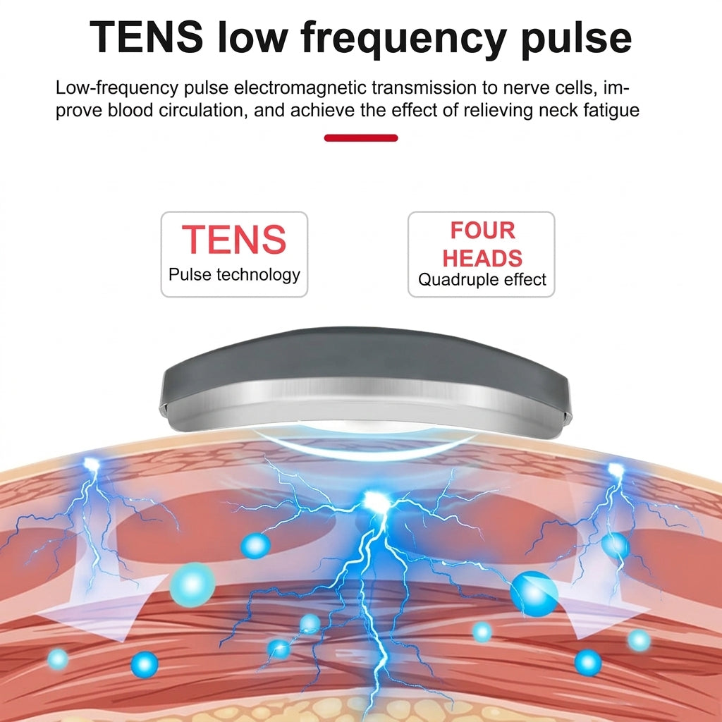 Neck and shoulder massager with TENS pulse and heat