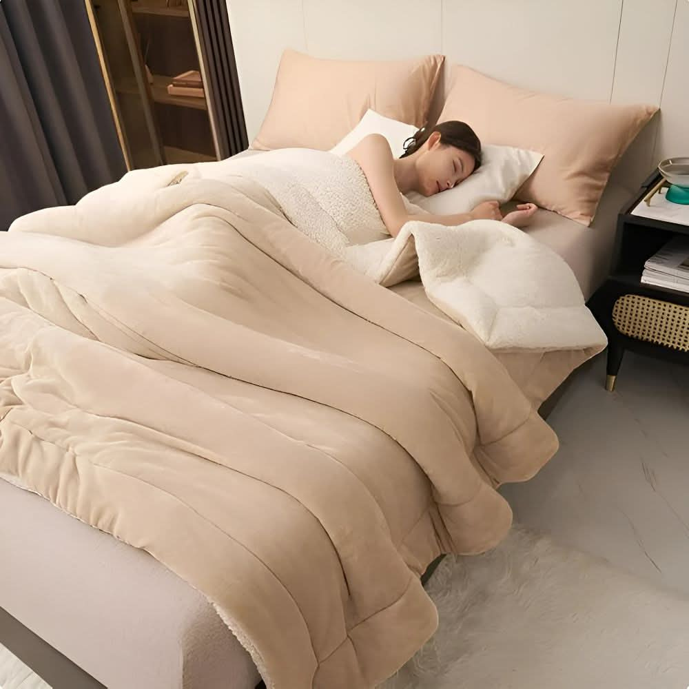 Fleece blanket with polyester material for cosy relaxation