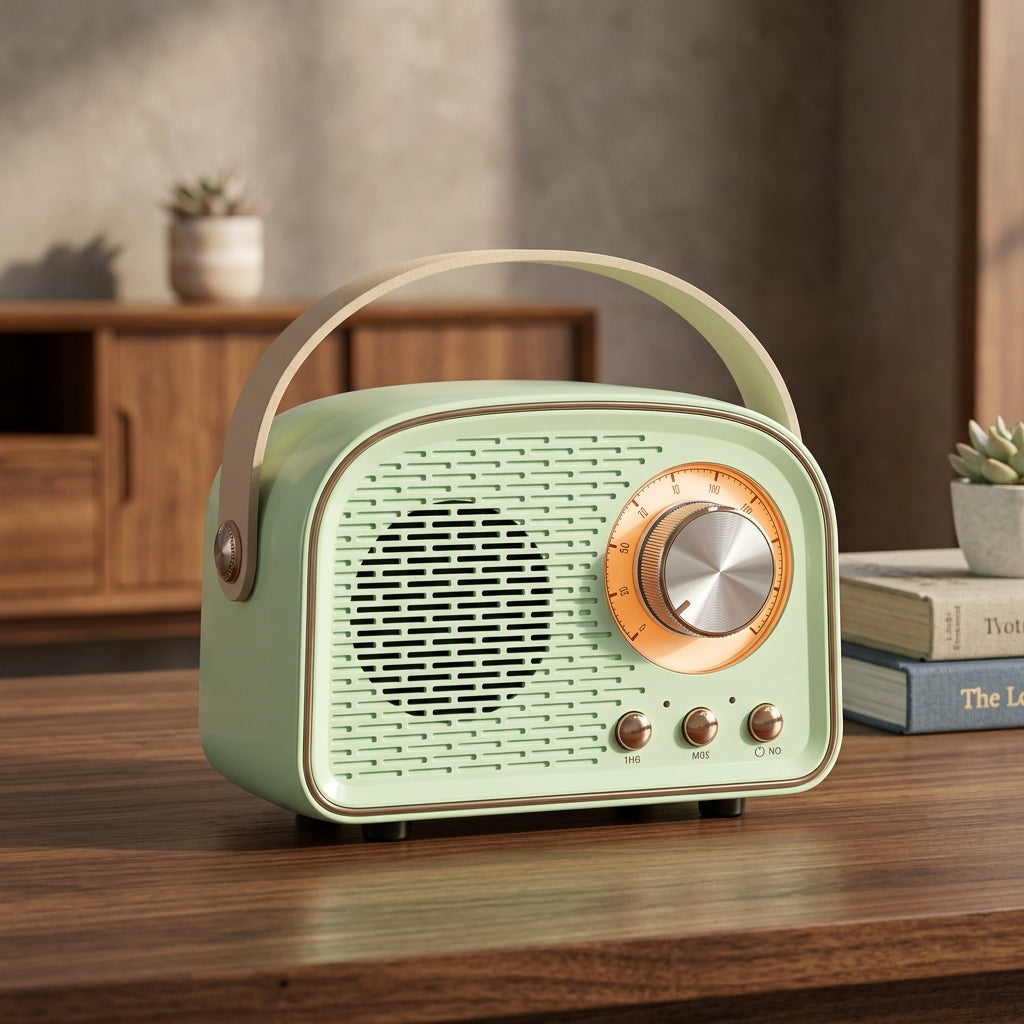 Vintage style Bluetooth speaker with wireless connectivity - light green