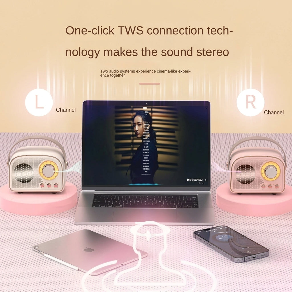 Vintage style Bluetooth speaker with wireless connectivity