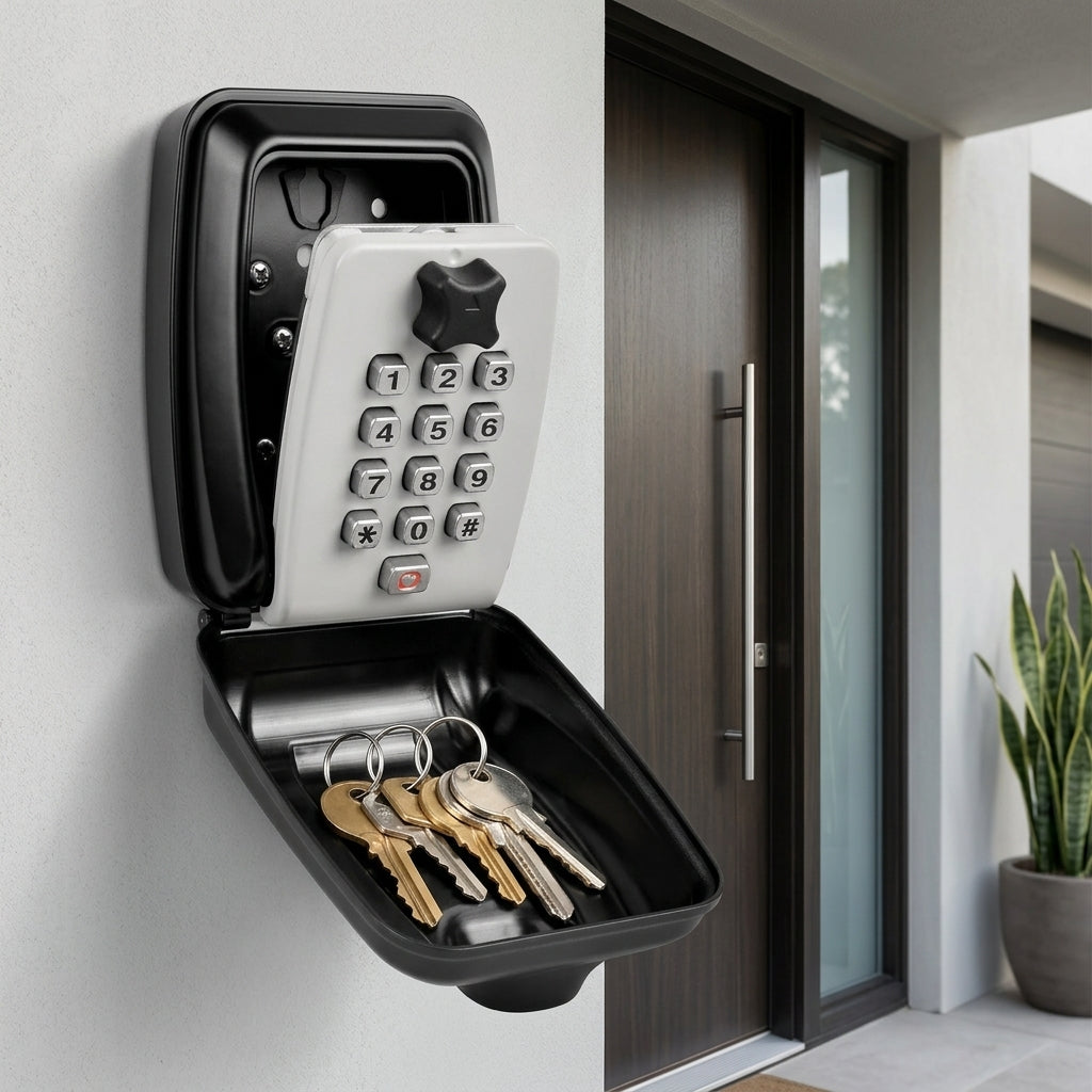 Wall mounted key lock box with combination code - silver