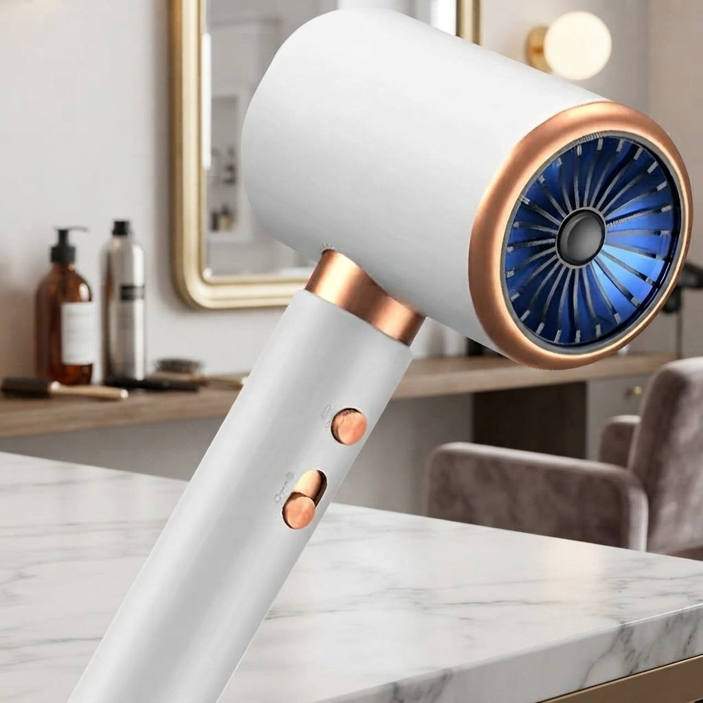 Ionic hair dryer with frizz control for smooth hair - white