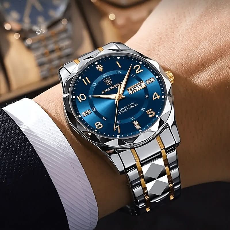 Titanium watch with analogue digital display and scratch resistant glass