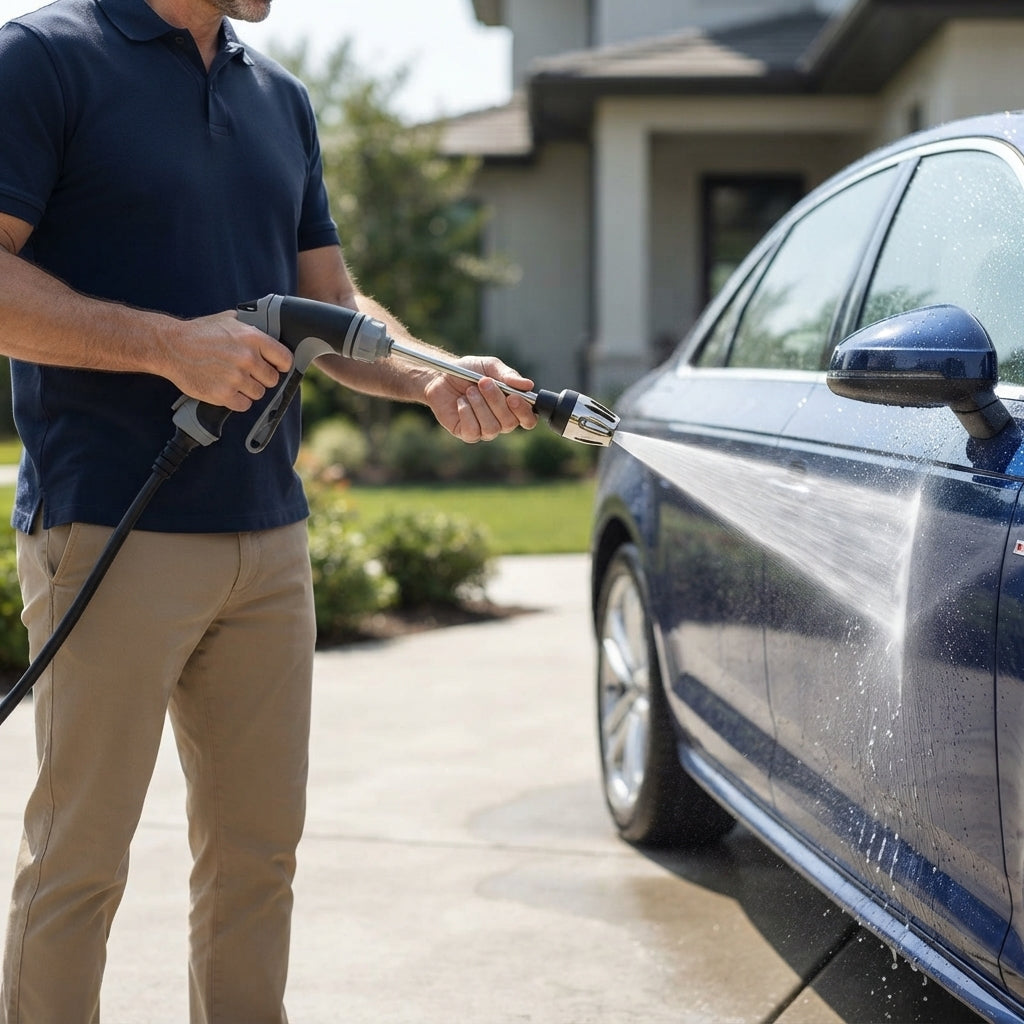Car wash sprayer with adjustable pressure and rust resistant design