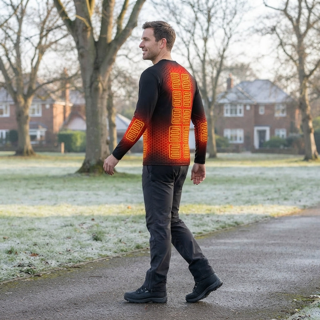 Heated shirt with three temperature settings for winter